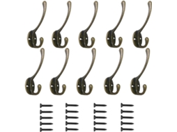 Cabides Pretos para Casacos, 20 Peças, Grandes, com Fecho Duplo, em Metal e com Parafusos, Estilo Retrô BRILVIBERA