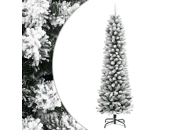 Vidaxl Árvore De Natal Artificial Fina Com Neve Pvc E Pe 210 Cm