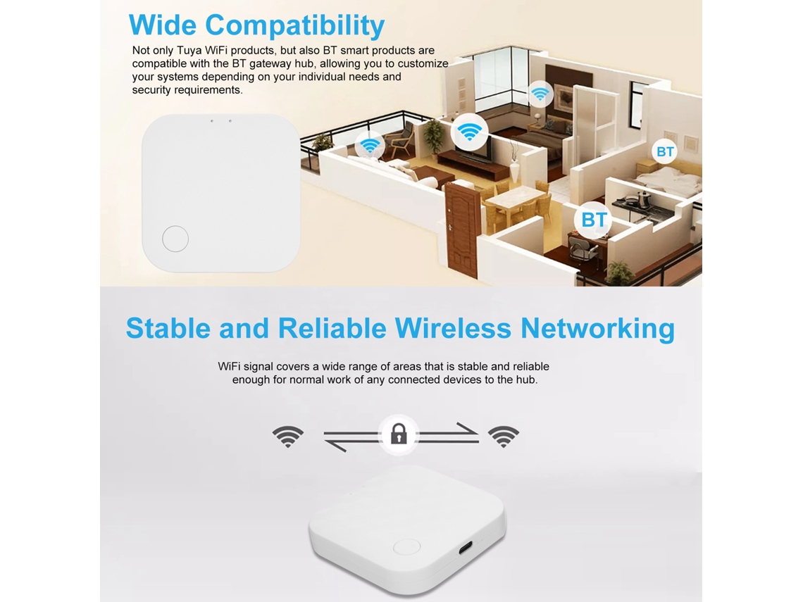 Hub Gateway Inteligente Tuya Wifi + Bt, Controle Via App Smart Life, Compatível com Alexa e Google Home | S/MARCA