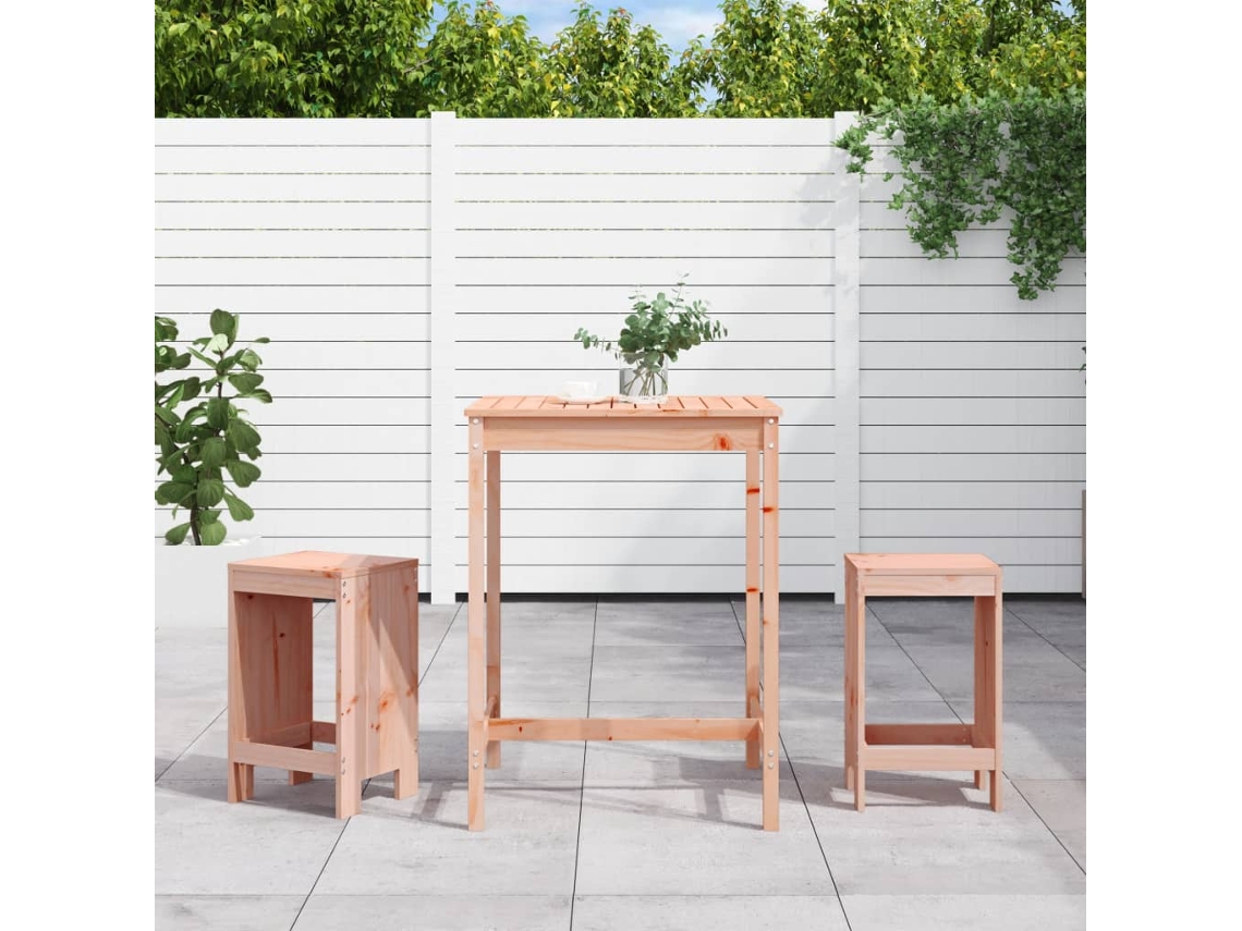 Vidaxl 3 Pcs Conjunto De Bar Para Jardim Madeira De Douglas Maciça
