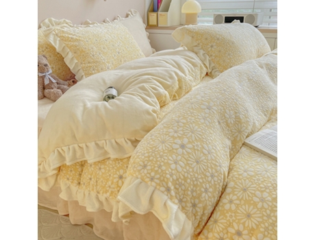 Conjunto de Capas de Edredão LUUCOZK Pelúcia de None Peças Amarelo