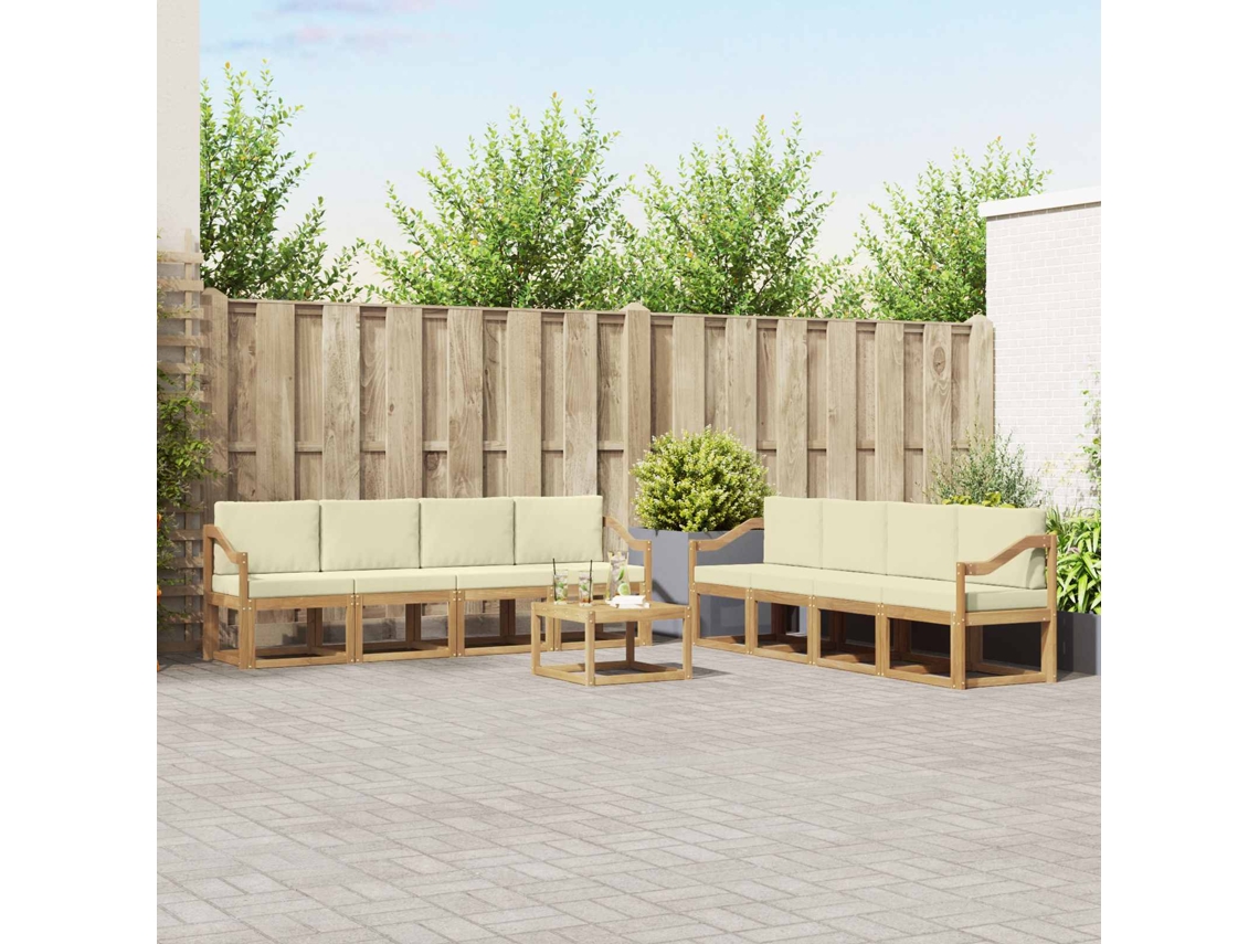Vidaxl Conjunto De Sofás Para Exterior 9 Unid. Branco E Creme
