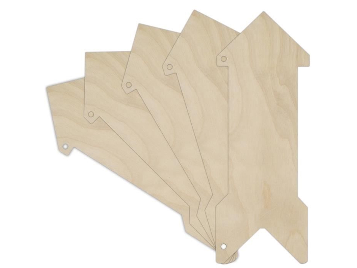 Conjunto de 5 pingentes em forma de seta - CREATIVE DECO - 30x11cm - Contraplacado sem pintura