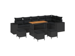 Conjunto 10 Móveis De Jardim Vidaxl Preto Vime Pe (110 X 55 X 71 Cm)