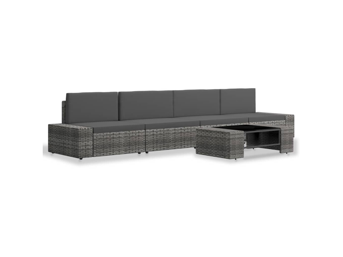 Maison Exclusive - 5 Pcs Conjunto Lounge De Jardim Vime Pe Cinzento
