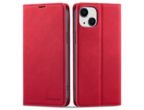 Capa Quedas Para Iphone 14 Forwenw Pele Sintética Vermelho