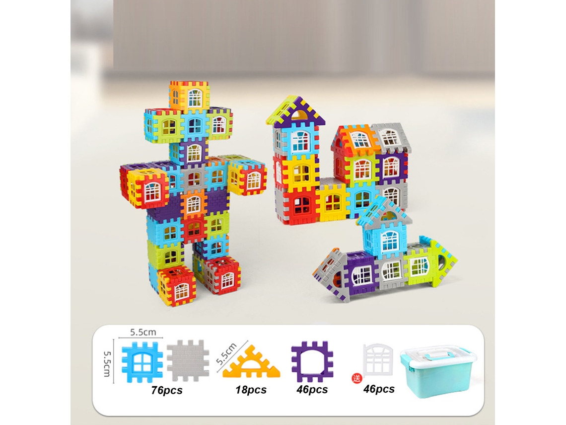 Brinquedo De Blocos De Construção De Casa Para Bebê 140 Peças Com 46 Janelas