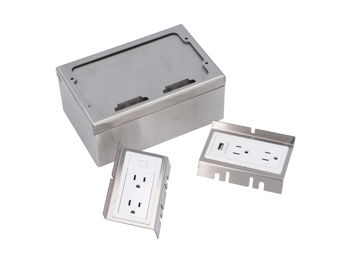 Painel Elétrico Embutido Aço Inox Com Usb E Tomadas