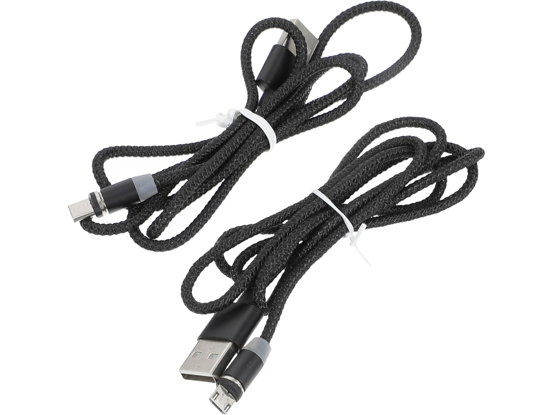 Pacote com 2 cabos USB magnéticos de 1 metro, revestidos em nylon trançado, para carregamento rápido com conectores USB C e Micro USB SFUSHOS