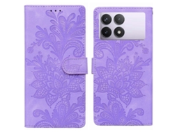 Capa De Celular Em Pu Com Fecho Magnético, Detalhes Florais Em Renda E Alça De Pulso Para Redmi K70e / Poco X6 Pro