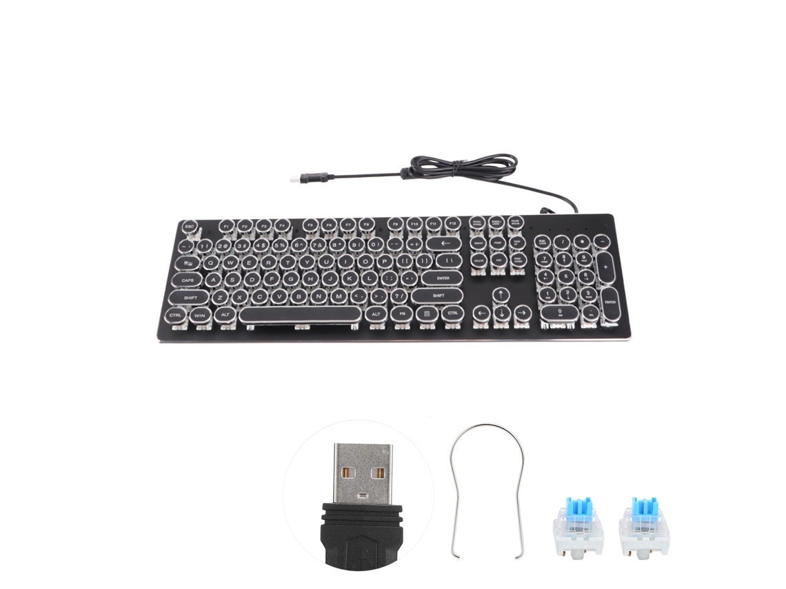 Teclado Mecânico Para Jogos Com Fio Retro
