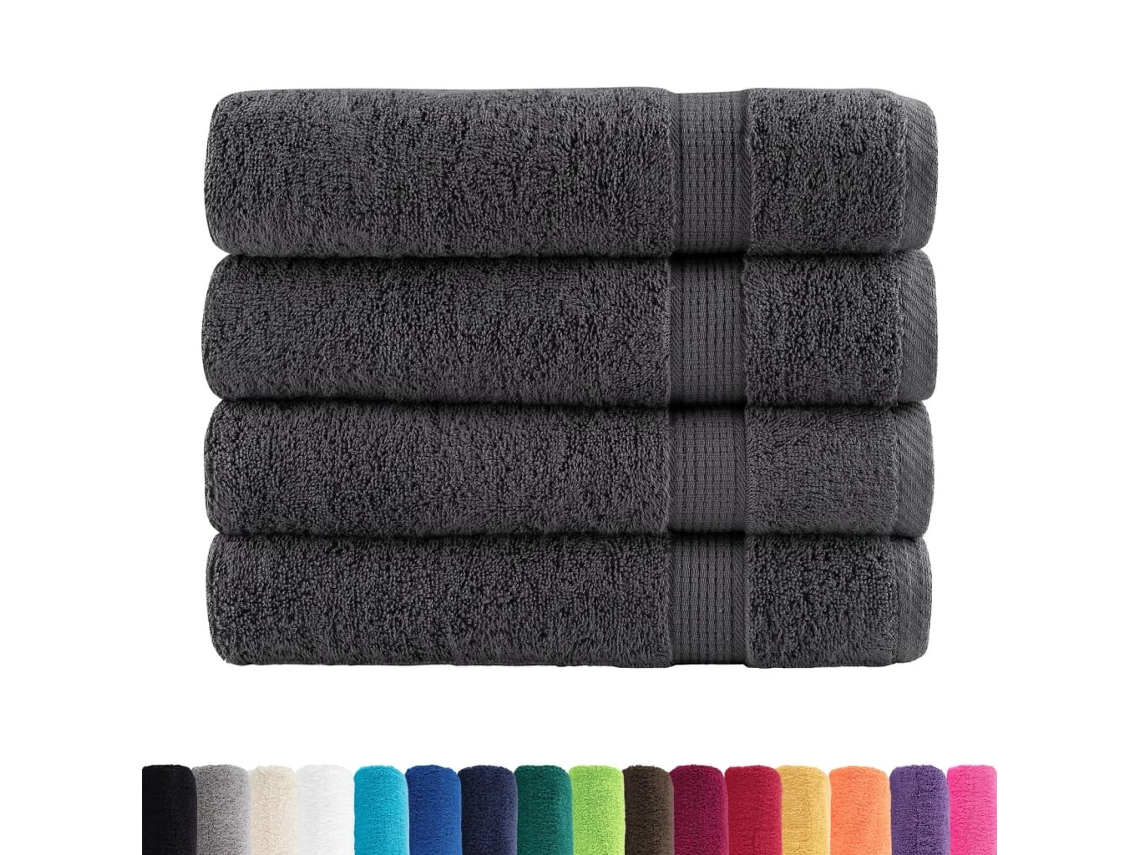 Toalha de Mão Premium Solund 4 Pcs 50x100cm 600 Gsm Antracite HARLANV1