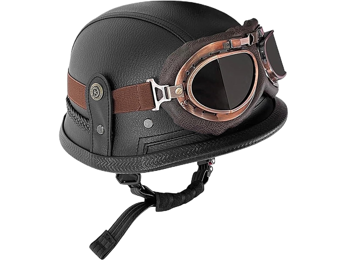Capacete De Moto Estilo Alemão, Acessório De Segurança E Viseira Parcial, Proteção Para A Cabeça De Adultos