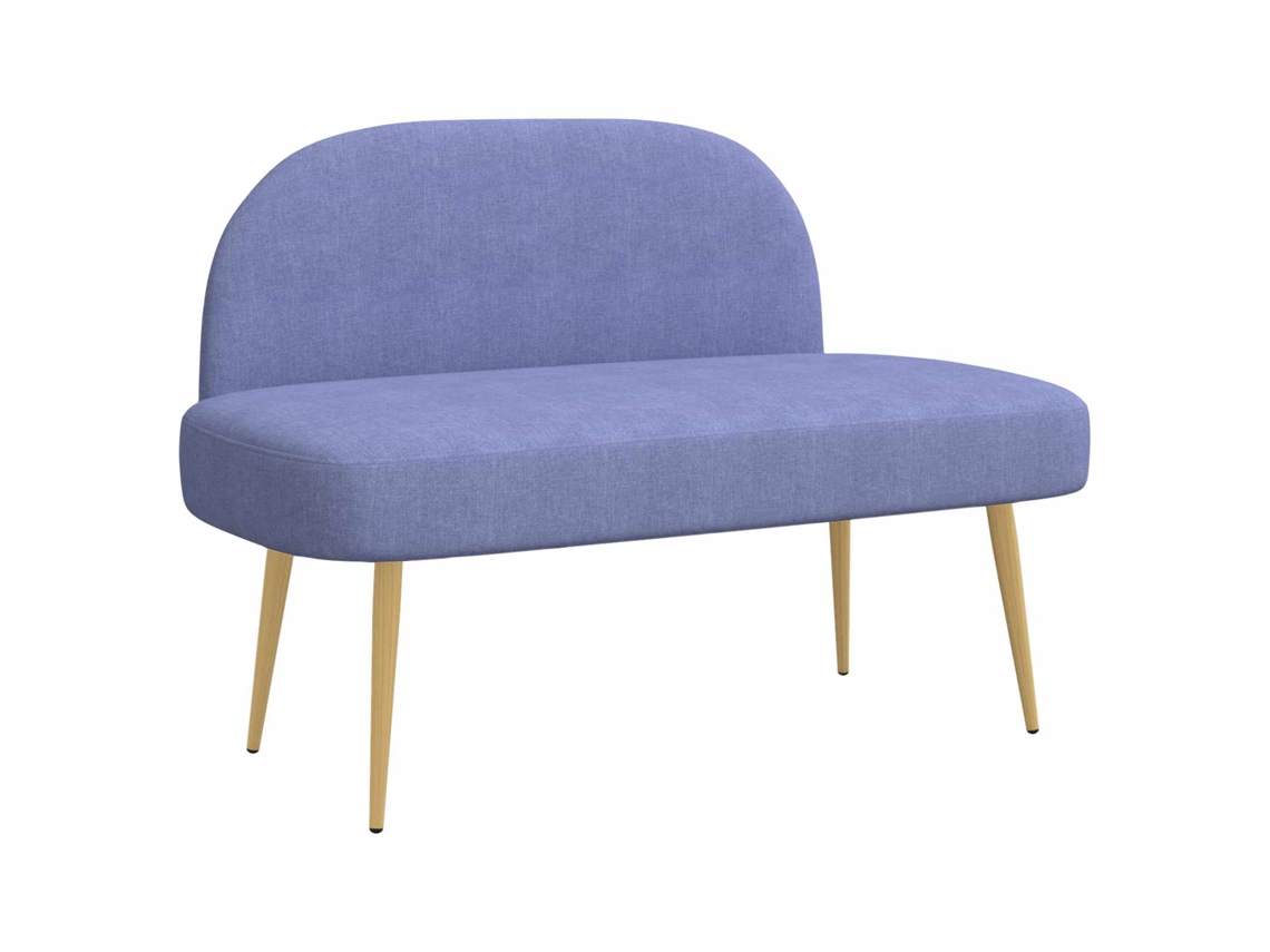 Vidaxl Banco Estofado Com Encosto Jeans Azul 110 X 60 X 76 Cm