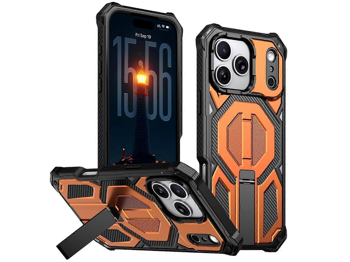 Capa Magnética À Prova De Choque Com Suporte Metálico Oculto Para Iphone 17