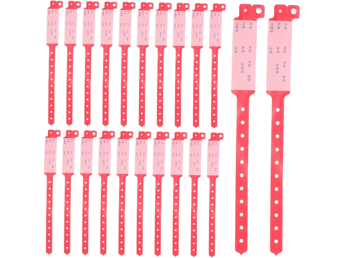 Pacote com 100 pulseiras descartáveis para hospitais, pulseiras de identificação para adultos para eventos e hospitais.