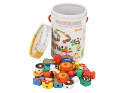 Brinquedo Educativo De Contas De Madeira Colorido Para Crianças Pré-escolares Com Fio