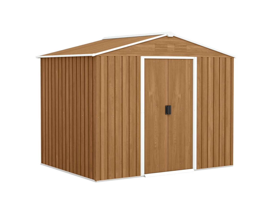 Casetta Gives Garden In Lamiera Of Steel With Doors Scorrevoli. 236x174x190cm. Brown