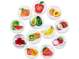 Pacote Com 12 Ímãs De Vidro Para Geladeira 30 Mm Aquaforge (fruta)