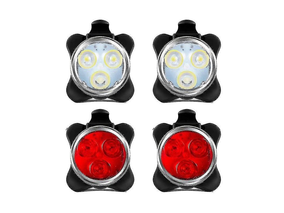 Lurelia Luz De Bicicleta Kit Com 4 Luzes De Bicicleta Recarregáveis Via Usb, Dianteiras E Traseiras, Em Led... db
