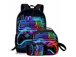Mochila Conjunto 3 Peças Para Meninos Czhhmart, Estampa De Comando De Jogo, 17 Polegadas, Com Lancheira E Estojo Estilo 6