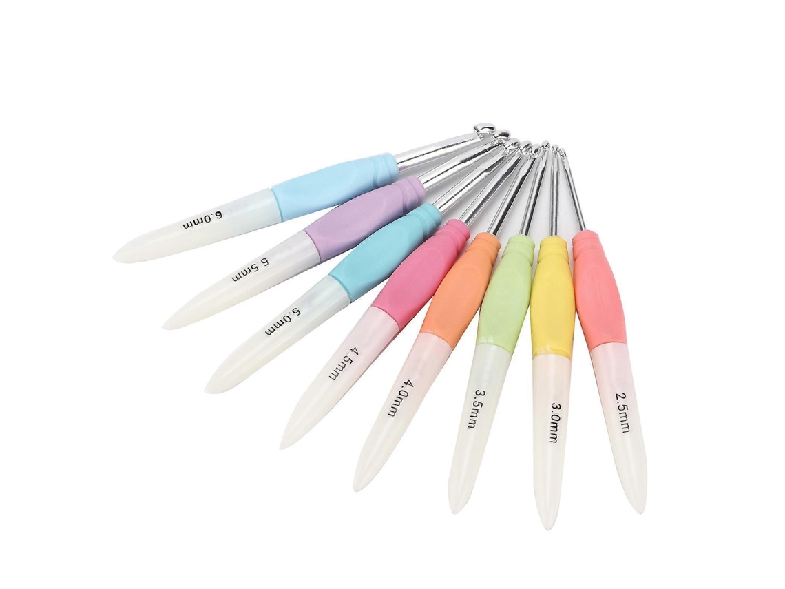 Conjunto De Agulhas De Croché Ergonómicas 8 Peças, 2,5 Mm, 0,10 Polegadas Com Cabos Confortáveis Para Artesanato Elysve