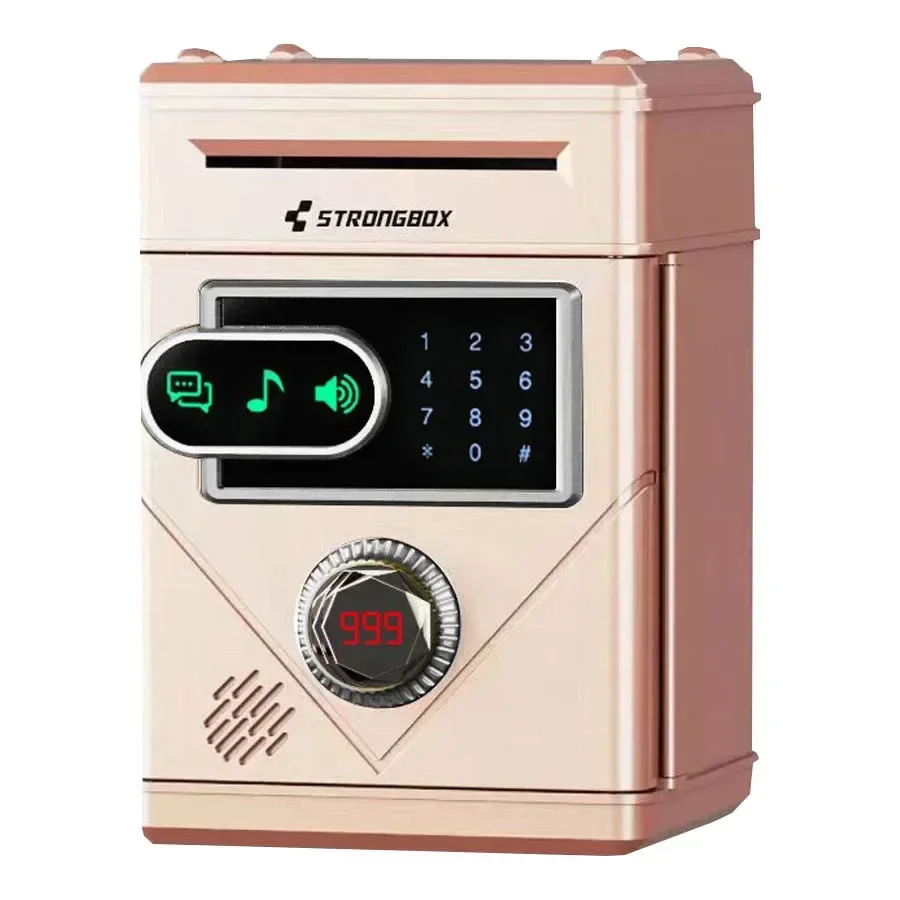 Cofrinho Eletrônico com Fechadura de Combinação, Cofrinho Inteligente, Brinquedo Bancário Automático. MDUG (dourado)