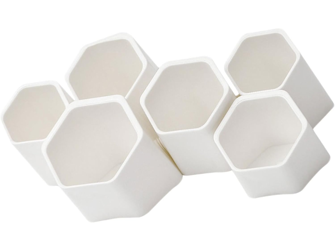 Organizador de Mesa Multifuncional Parede Amosfun Classic White, Porta canetas Hexagonal Plástico para Estudan