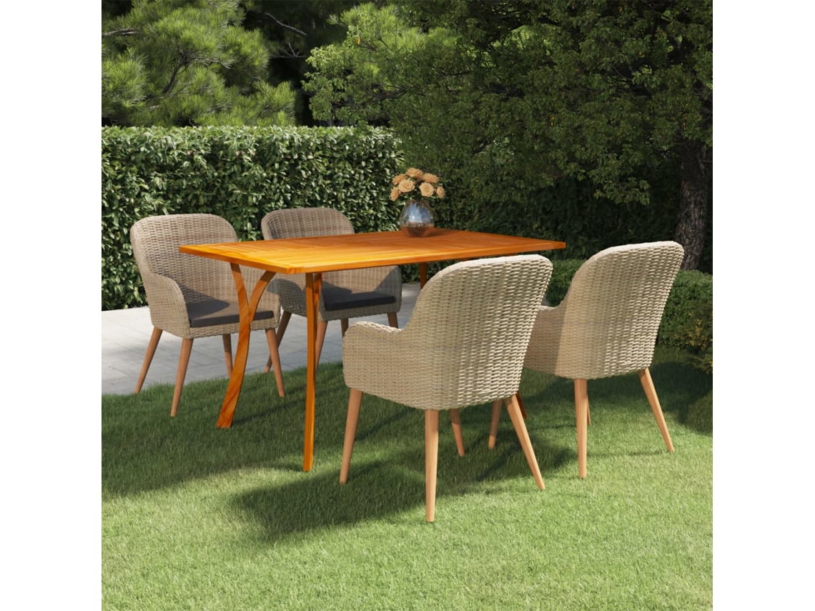 Vidaxl 5 Pcs Conjunto De Jantar Para Jardim Castanho