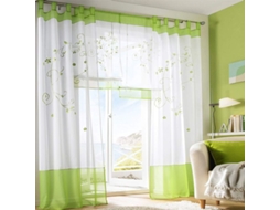Cortinas transparentes de cetim com bordado floral, 2 painéis, verde, 140x225cm NOVA LINE