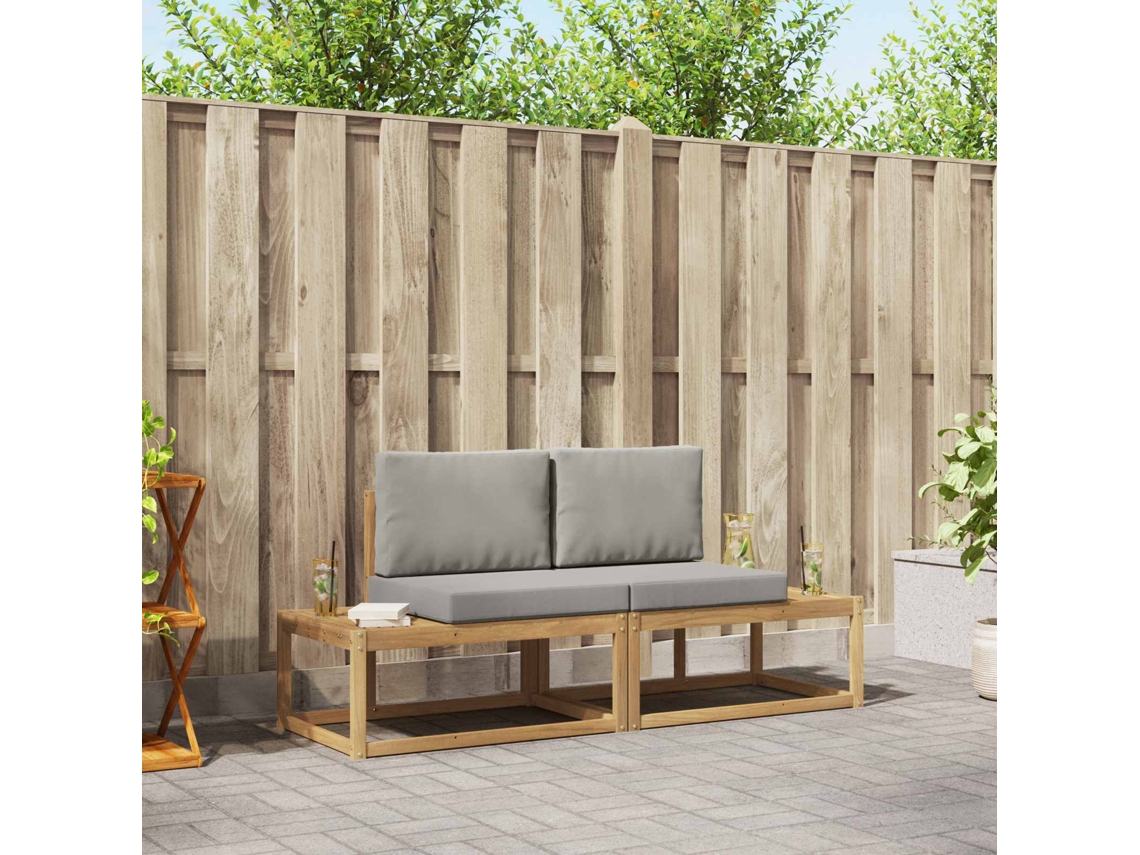 Vidaxl Conjunto De Sofás Para Exterior 2 Pcs Branco E Cinzento-claro
