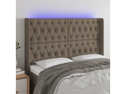 Vidaxl Cabeceira Cama C/ Led Tecido 163x16x118/128cm Cinza-acastanhado