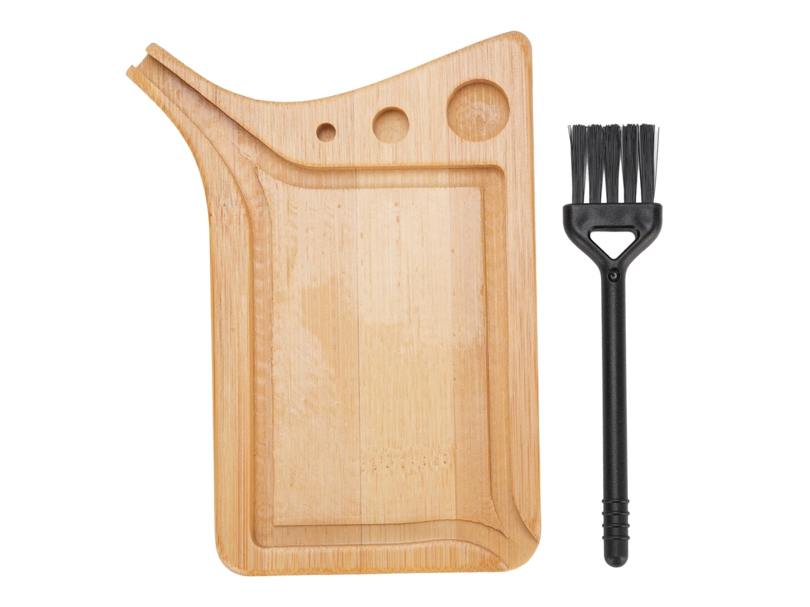 Mali prato Rolante de Bambu com Bico e Escova Ranhuras Bordas Arredondadas Multiuso 13x10cm