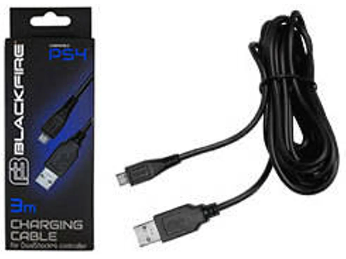Cabo de carregamento PS4 BLACKFIRE USB-Micro USB 3 m