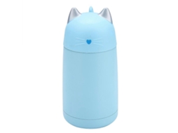 Caneca Térmica Infantil De 330ml Com Estampa De Gato, Garrafa De Água Em Aço Inoxidável, Azul.