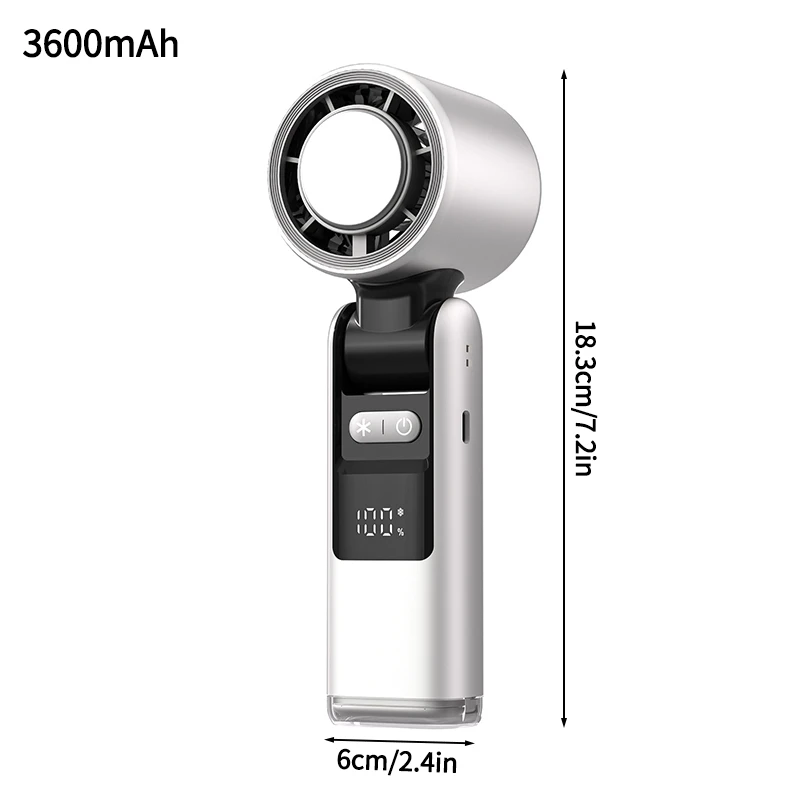 Mini Ventilador Elétrico Portátil MDUG com Função de Resfriamento e Recarregável USB (3600ah Branco)