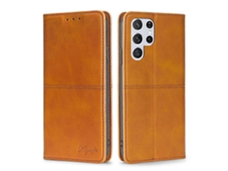 Capa De Couro Com Textura De Vaca E Fecho Magnético Horizontal Para Samsung Galaxy S23 Ultra 5g