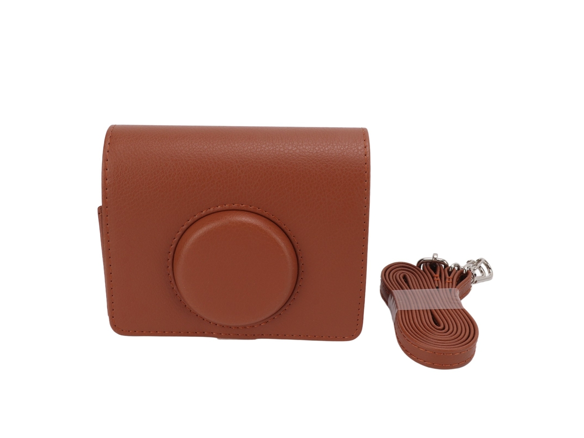 Estojo para câmera Instax Mini Evo em couro PU, modelo 2026, com alça de ombro protetora, marrom.