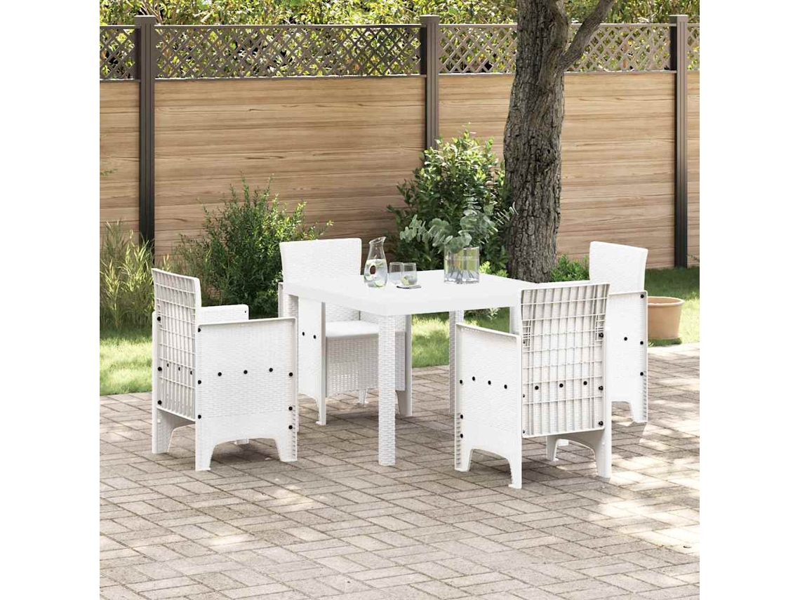 Vidaxl Mesa De Jardim Branco 100 X 100 X 73 Cm Vime Pe