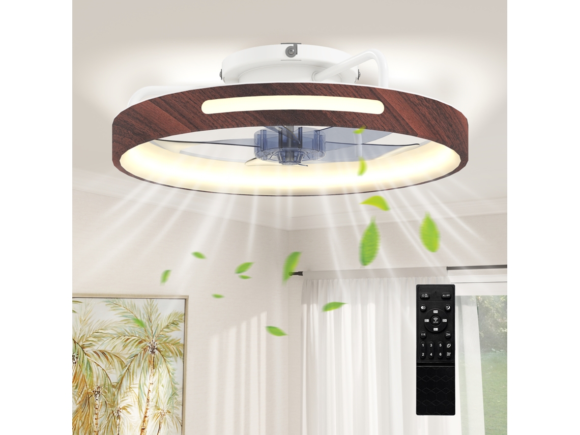 Ventilador Teto Led 40w Dc 6 Velocidades Teca