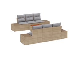 Conjunto 7 Móveis Para Exterior Vidaxl Bege Vime Pe (239 X 62 X 69 Cm)