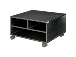 Suporte para impressora móvel BTFORUS em madeira com 2 prateleiras e rodas 47x40x22.5 cm preto
