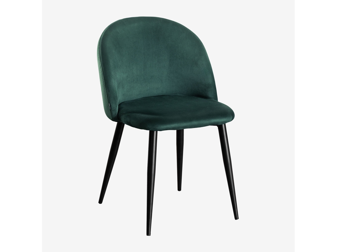 Sklum Pack De 2 Cadeiras De Jantar Estofadas Em Veludo Kana Poliéster    Negro                  Verde Selva