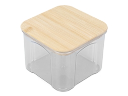 Recipiente Hermético para Alimentos com Tampa de Bambu Transparente 650ml para Arroz Grãos Café Chá S/MARCA