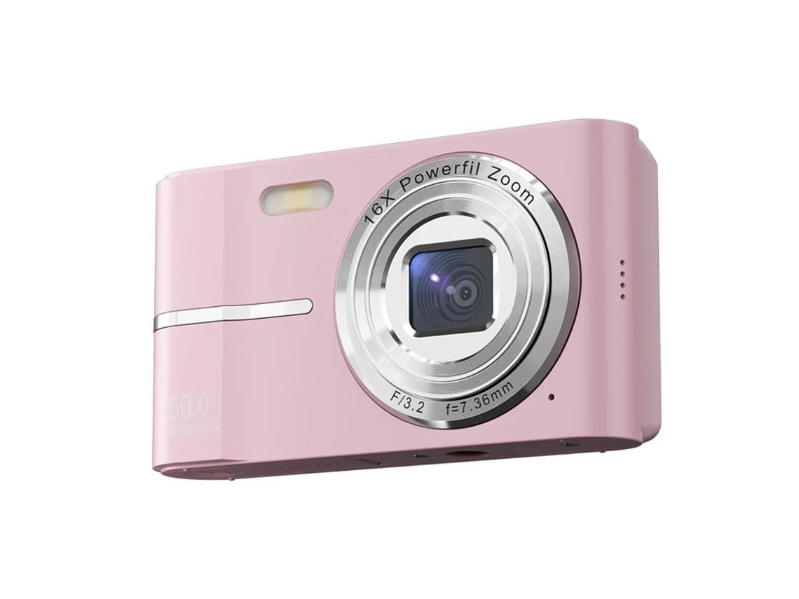 Câmera digital Yizhood com tela de 2,4 polegadas e 500.000 pixels, bateria de 700 mAh, memória de 32 GB, rosa