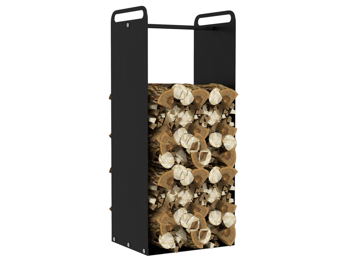 Rack de Toras com Alças Resistentes, Aço 37x30x90cm, Preto