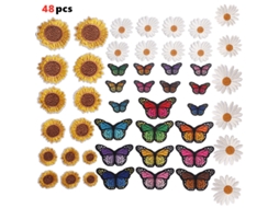 Lurelia Patches Bordados Termocolantes Algodão 48 Peças Roupas Acessórios