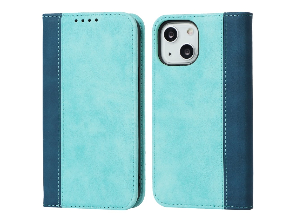 Capa Quedas Para Iphone 15 Pele Sintética Azul