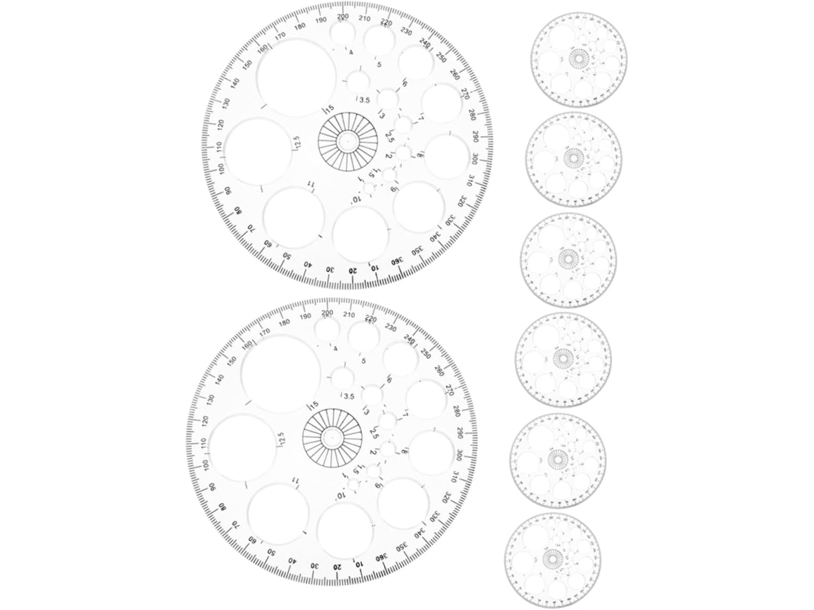 Transferidor Circular Multifuncional 360°, Régua De Desenho