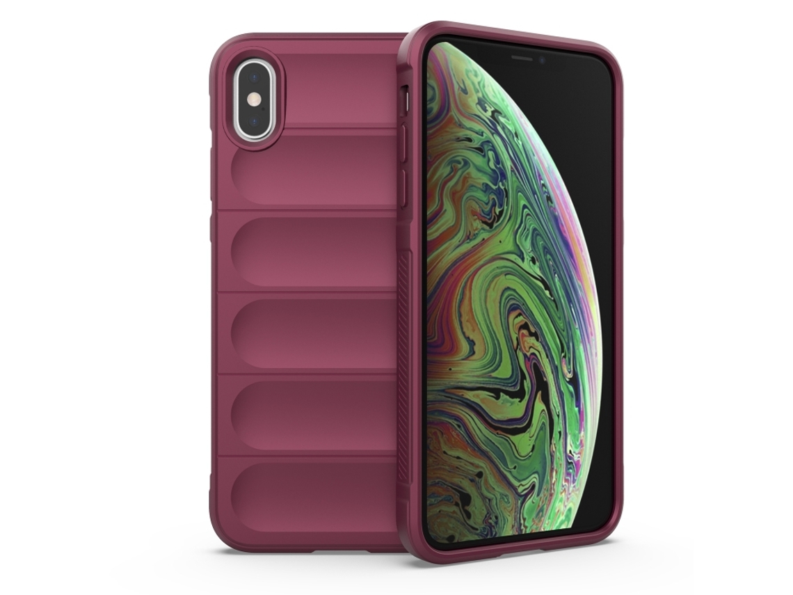 Capa Halinuia Para Iphone X/xs Magic Shield Tpu Vermelho Vinho (proteção Total, Interior Em Flanela)